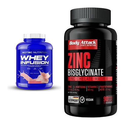 Basis-Set: Scitec Whey Infusion + Body Attack Zink Bisglycinate – alle enthaltenen Artikel