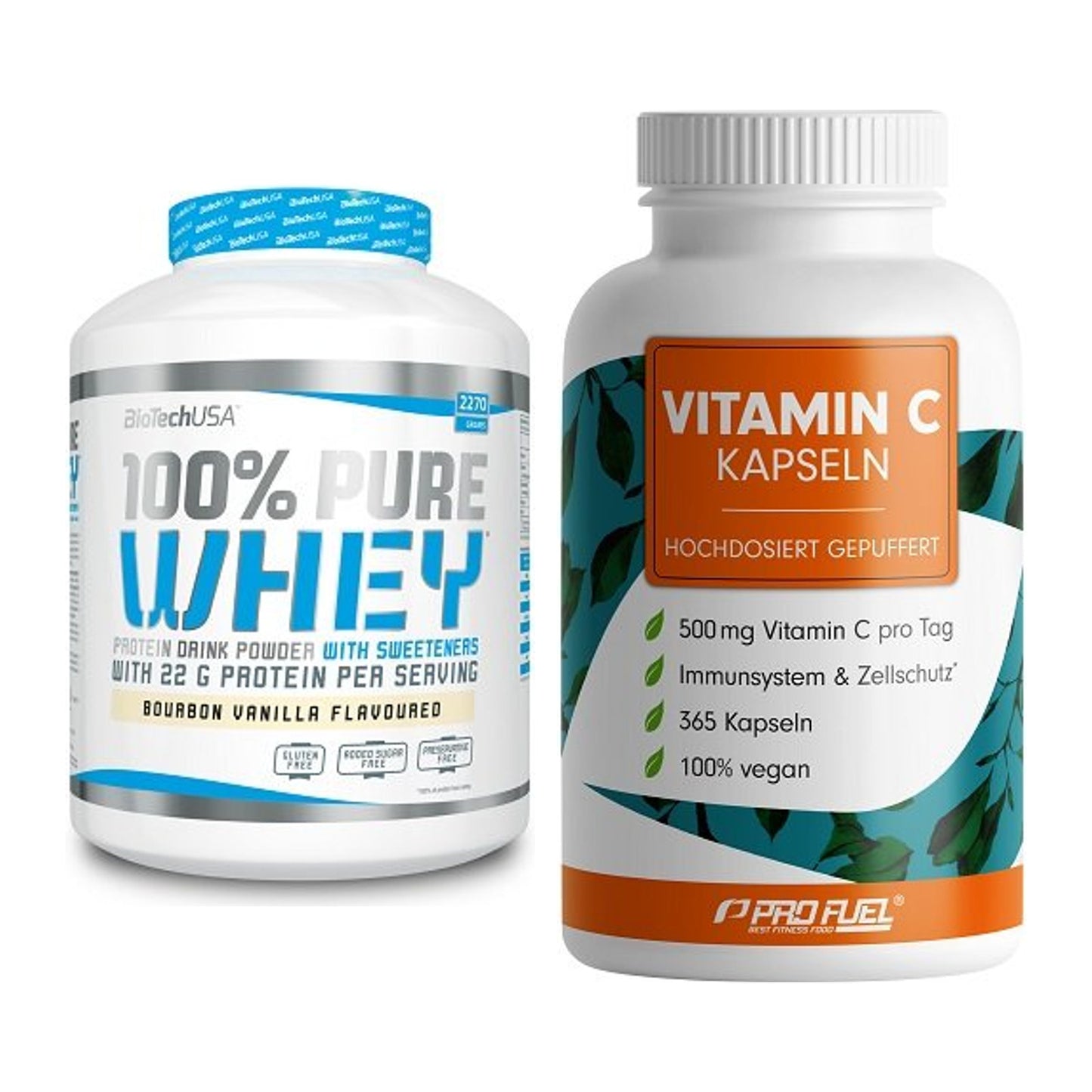 Basis-Set: BioTech 100% Pure Whey + ProFuel Vitamin C gepuffert – alle enthaltenen Artikel
