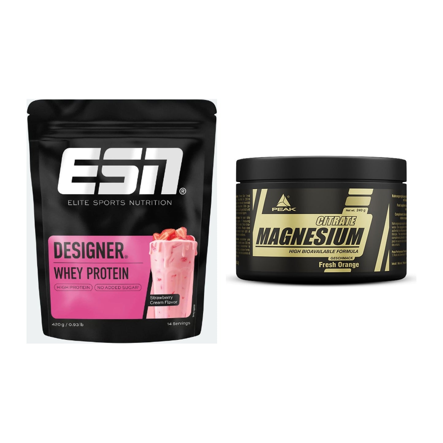 Basis-Set: ESN Designer Whey + Peak Magnesium Citrat – alle enthaltenen Artikel