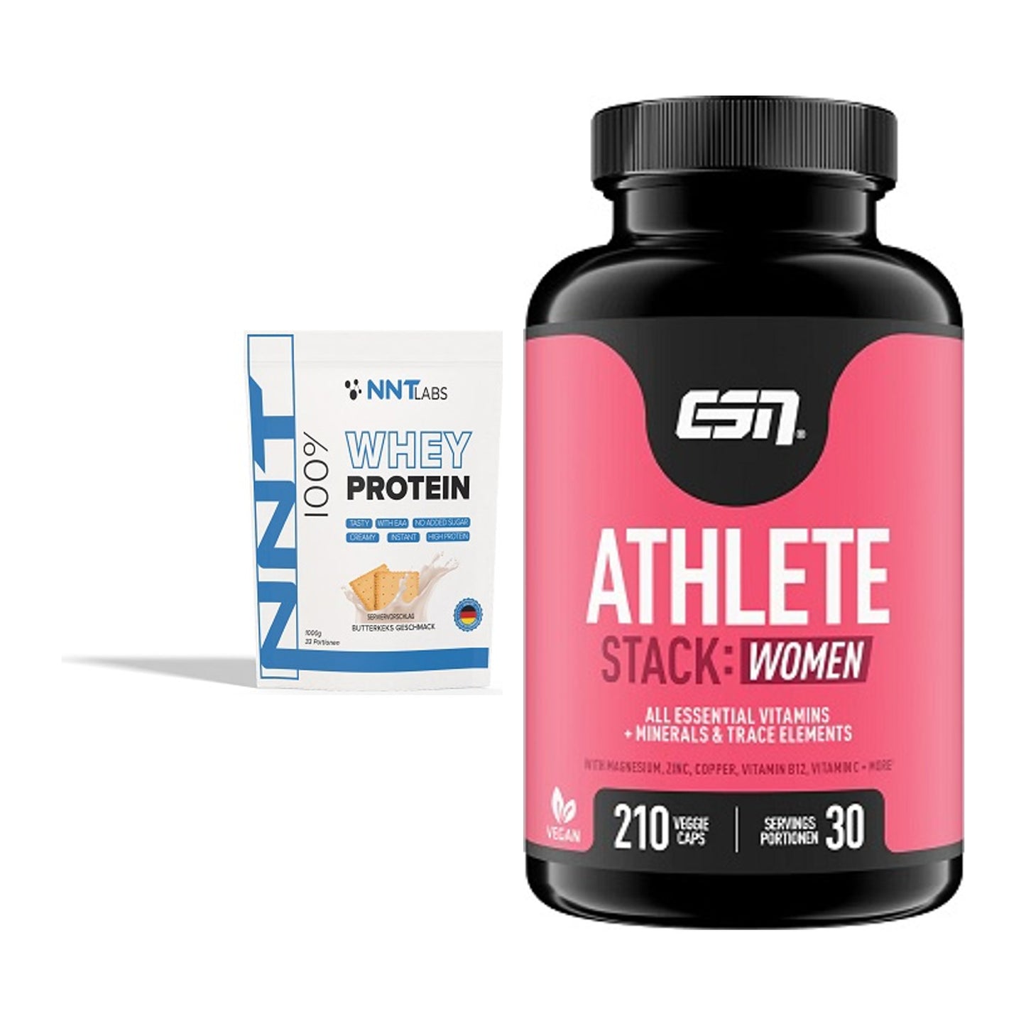 Basis-Set: NNT Whey + ESN Athlete Stack:WOMEN – alle enthaltenen Artikel