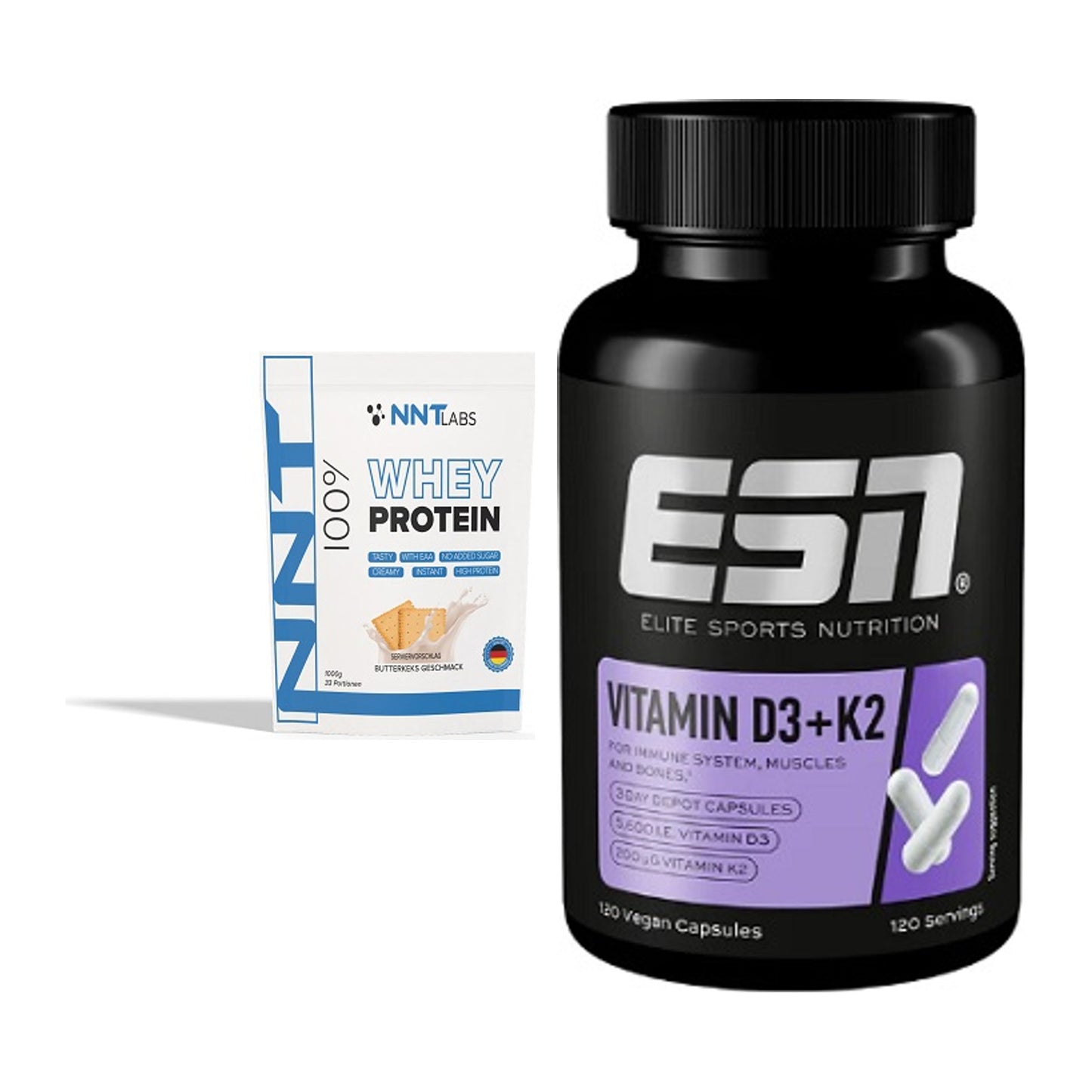Basis-Set: NNT Whey + ESN Vitamin D3 + K2 – alle enthaltenen Artikel