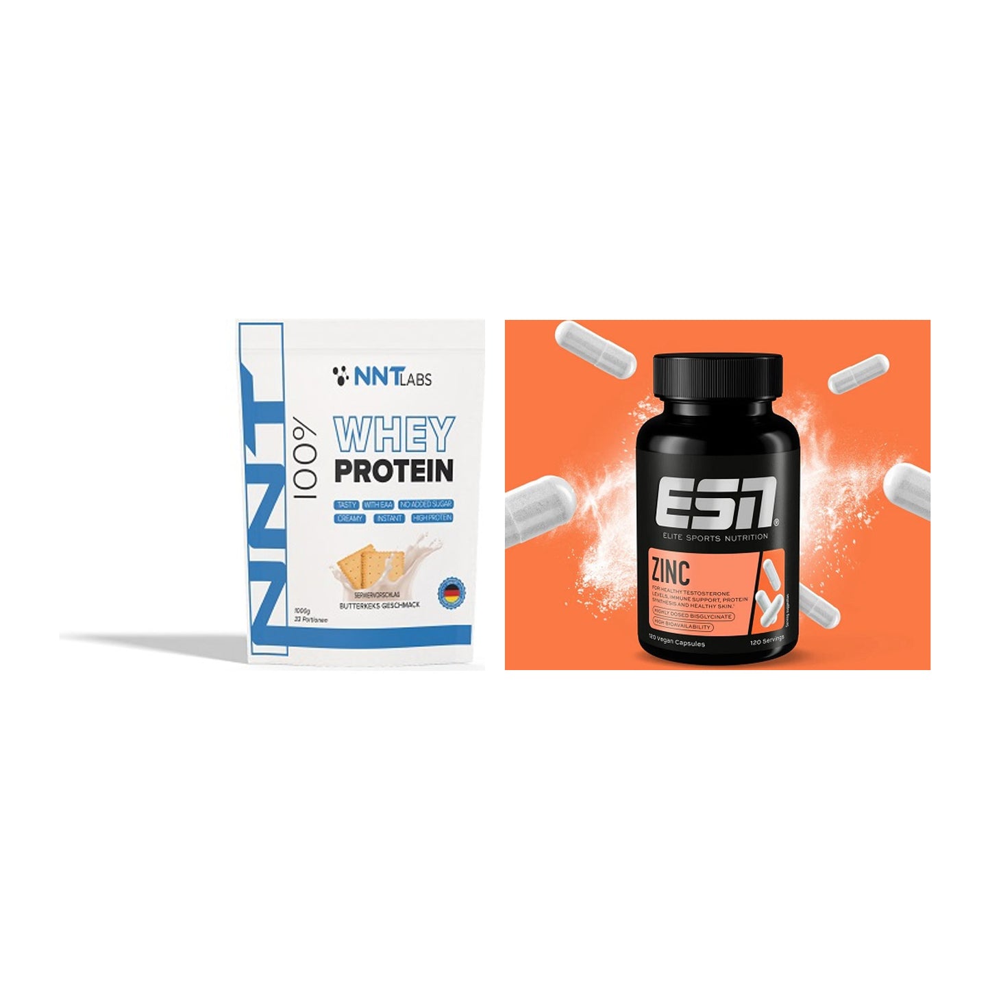 Basis-Set: NNT Whey + ESN Zinc – alle enthaltenen Artikel
