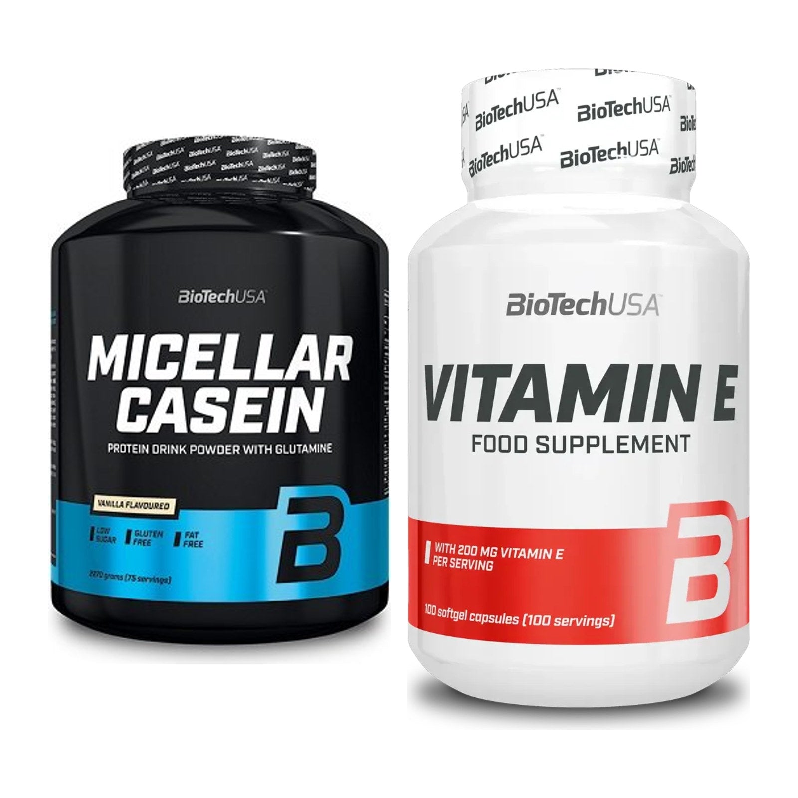 Basic set: BioTech Micellar Casein + BioTech Vitamin E 100 soft gel caps - all items included