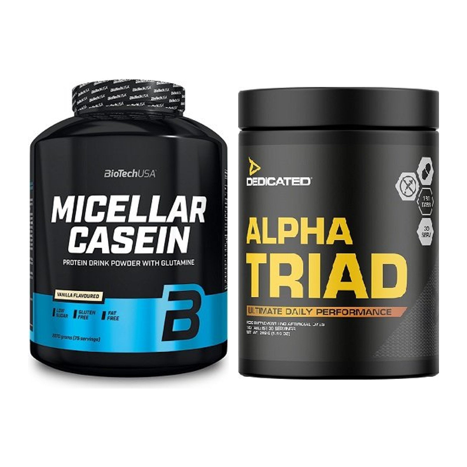 Basis-Set: BioTech Micellar Casein + Dedicated Alpha Triad 180 Tabl. – alle enthaltenen Artikel
