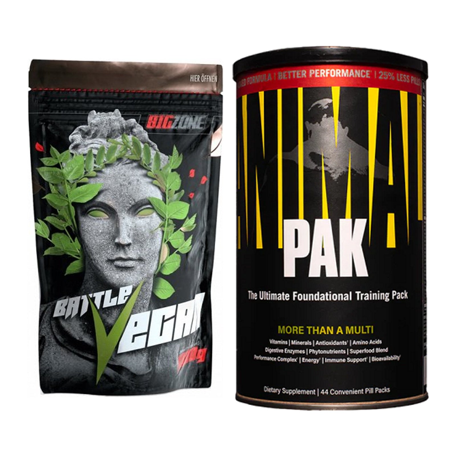 Basis-Set: Big Zone Battle Vegan + Universal Animal Pak 44 Serv. – alle enthaltenen Artikel