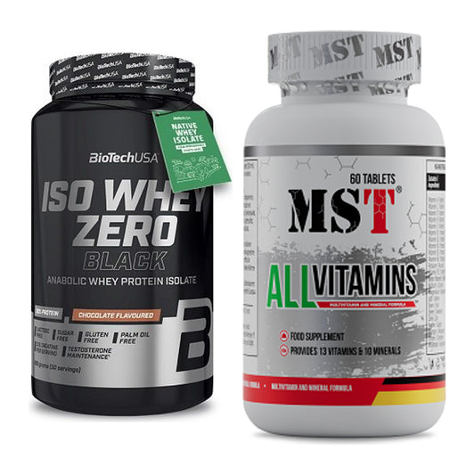 Basis-Set: BioTech Iso Whey Zero Black + MST All Vitamins 60 Pillen – alle enthaltenen Artikel