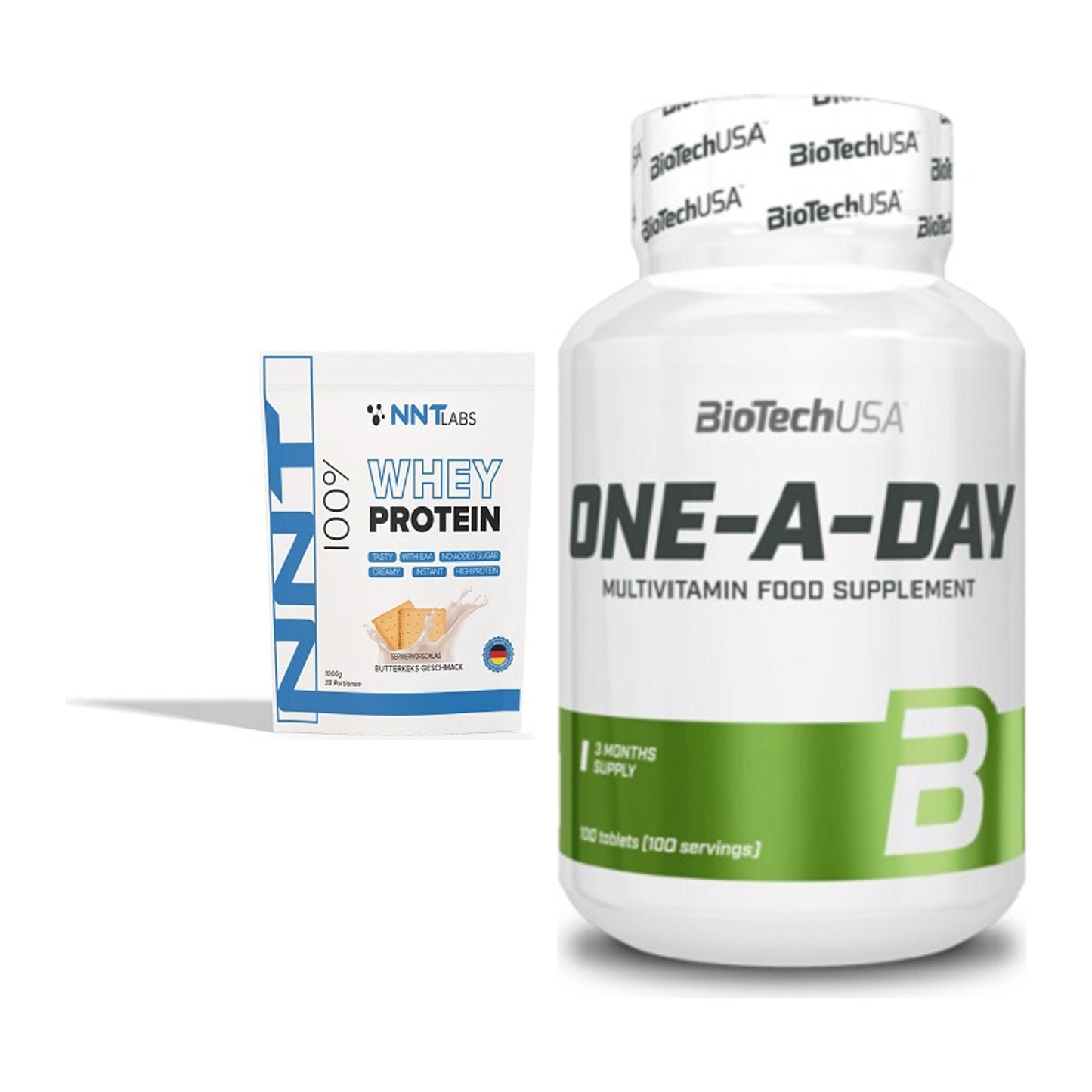 Basis-Set: NNT Whey + BioTech One A Day 100 Tabl. – alle enthaltenen Artikel
