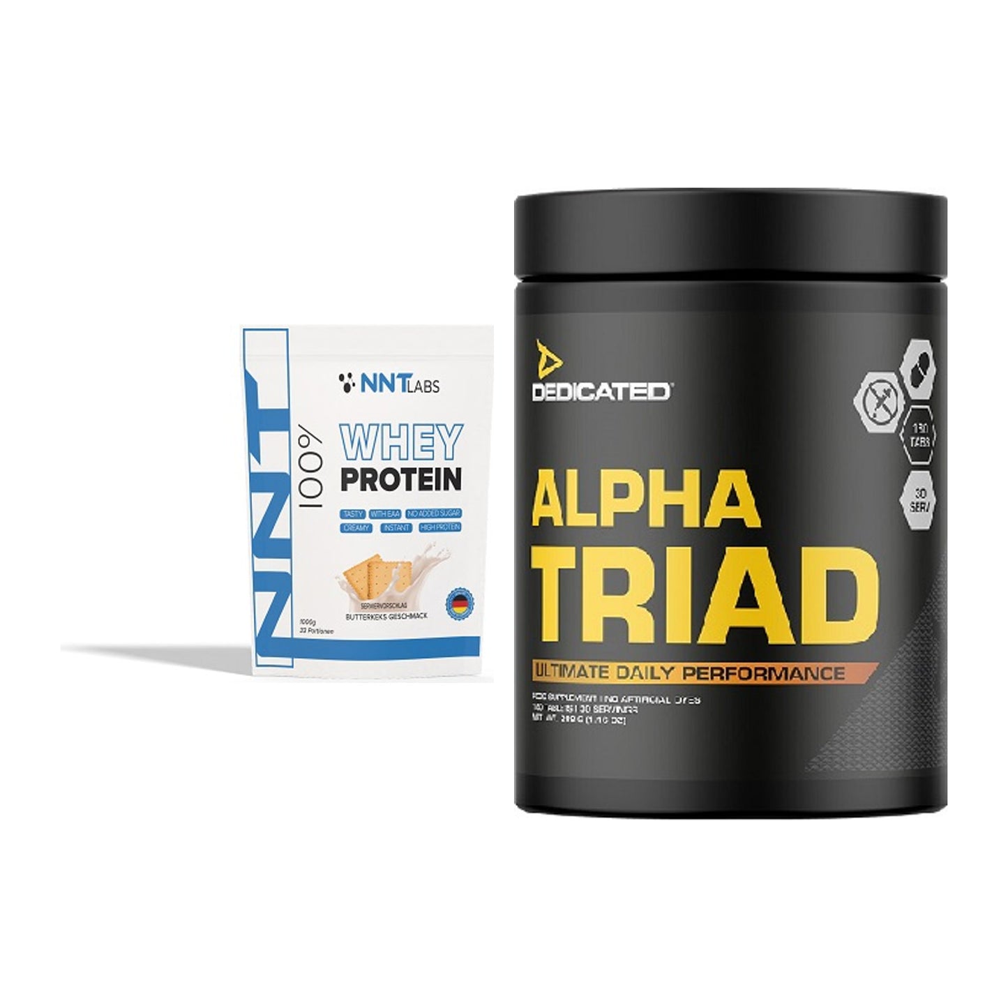 Basis-Set: NNT Whey + Dedicated Alpha Triad 180 Tabl. – alle enthaltenen Artikel