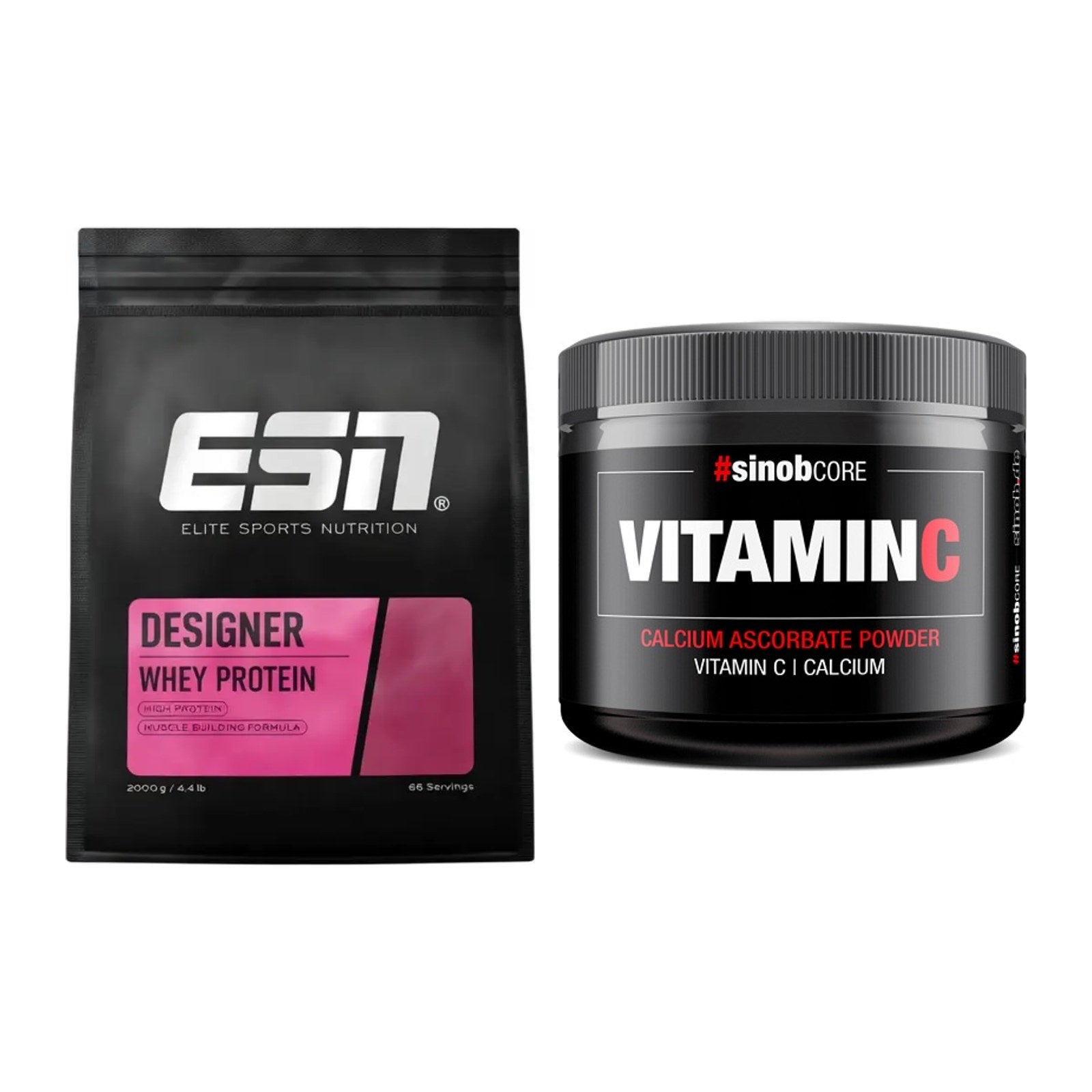 Basis-Set: ESN Designer Whey + Sinob Vitamin C Calcium Ascorbate – alle enthaltenen Artikel