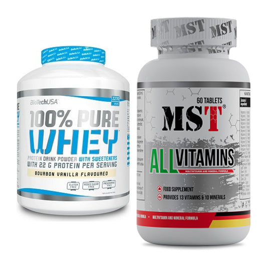 Basis-Set: BioTech 100% Pure Whey + MST All Vitamins 60 Pillen – alle enthaltenen Artikel