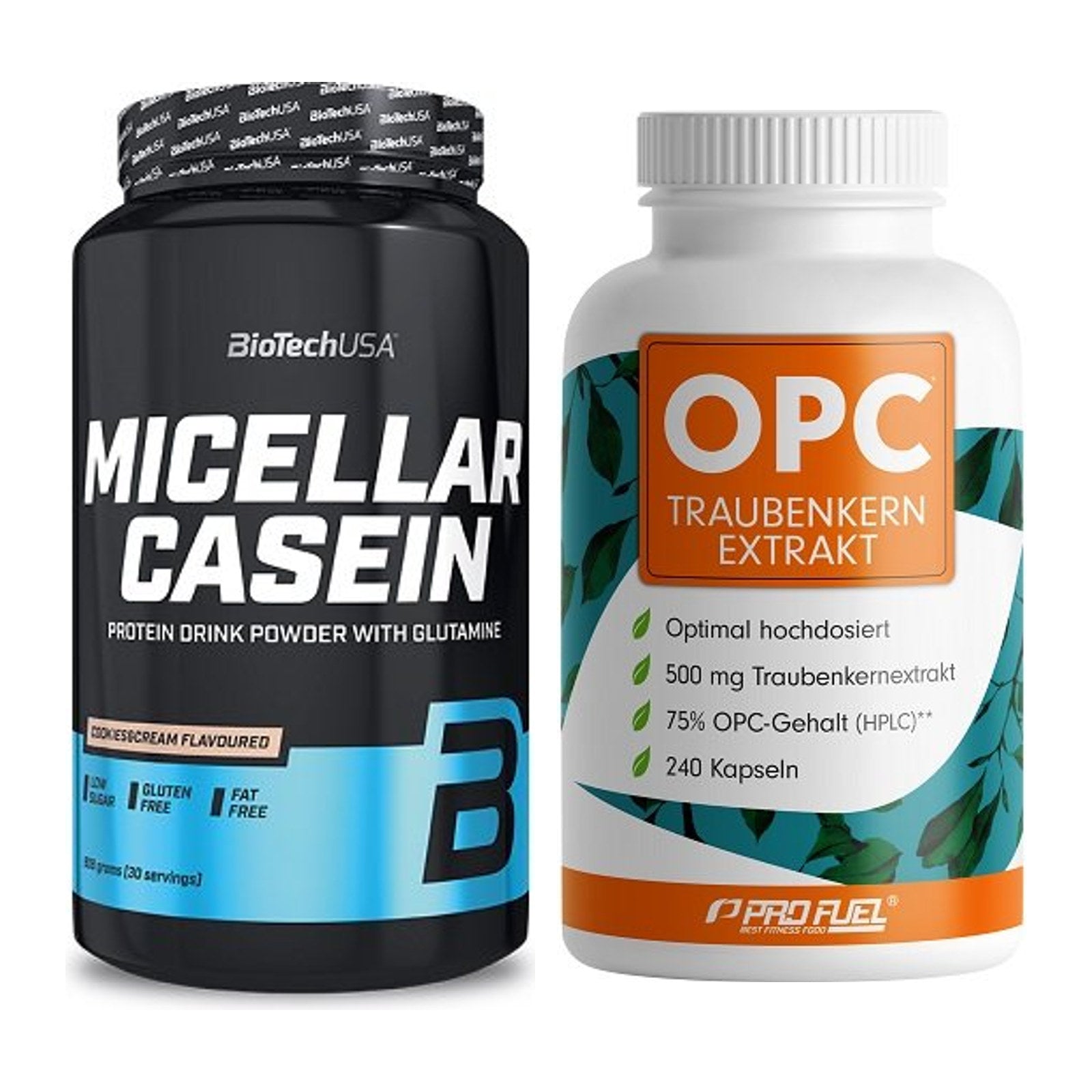 Basis-Set: BioTech Micellar Casein + ProFuel OPC Traubenkernextrakt – alle enthaltenen Artikel