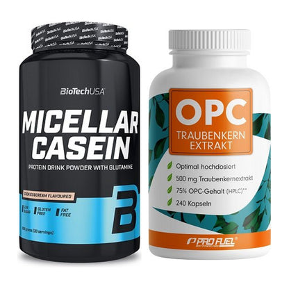 Basis-Set: BioTech Micellar Casein + ProFuel OPC Traubenkernextrakt – alle enthaltenen Artikel
