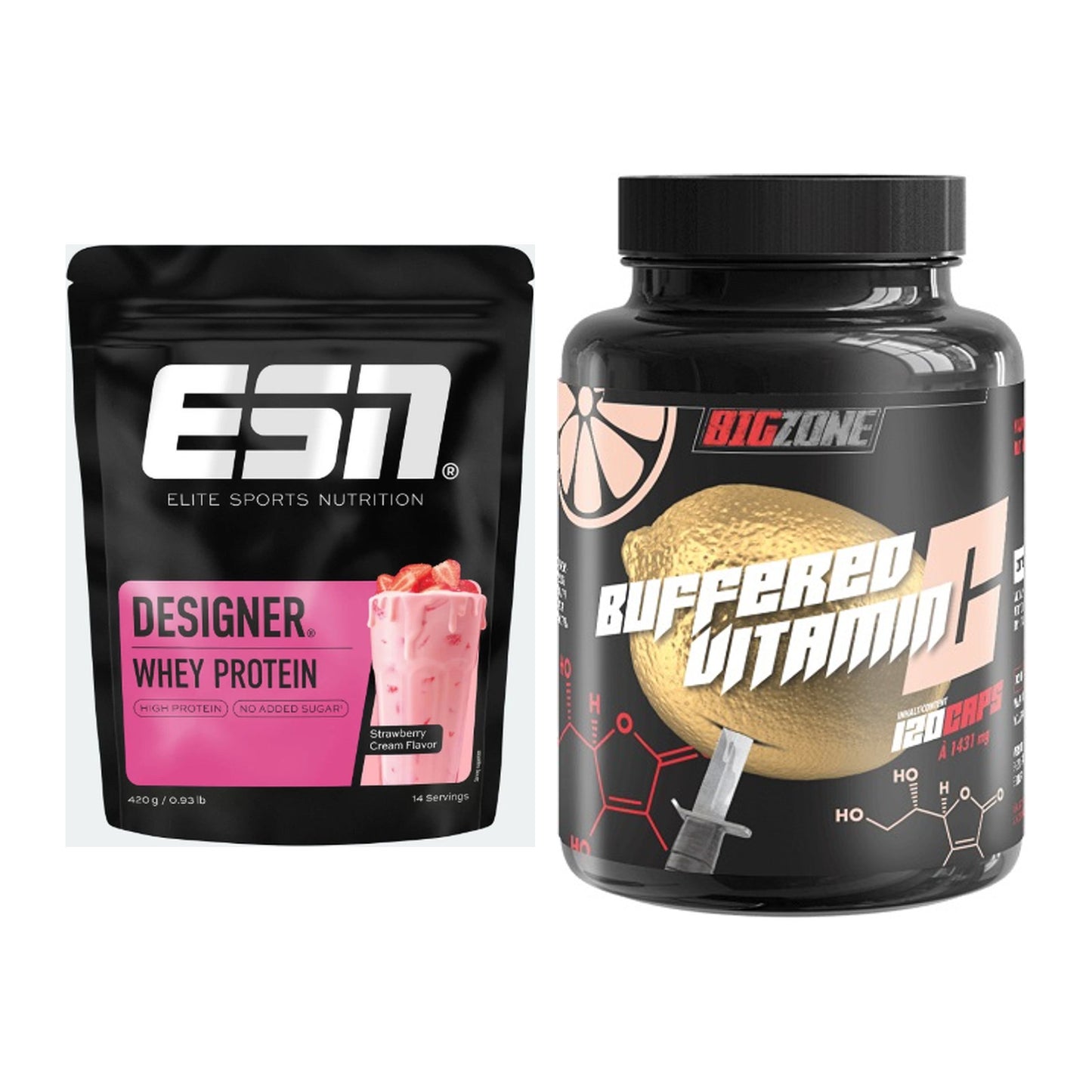 Basis-Set: ESN Designer Whey + Big Zone Buffered Vitamin C – alle enthaltenen Artikel