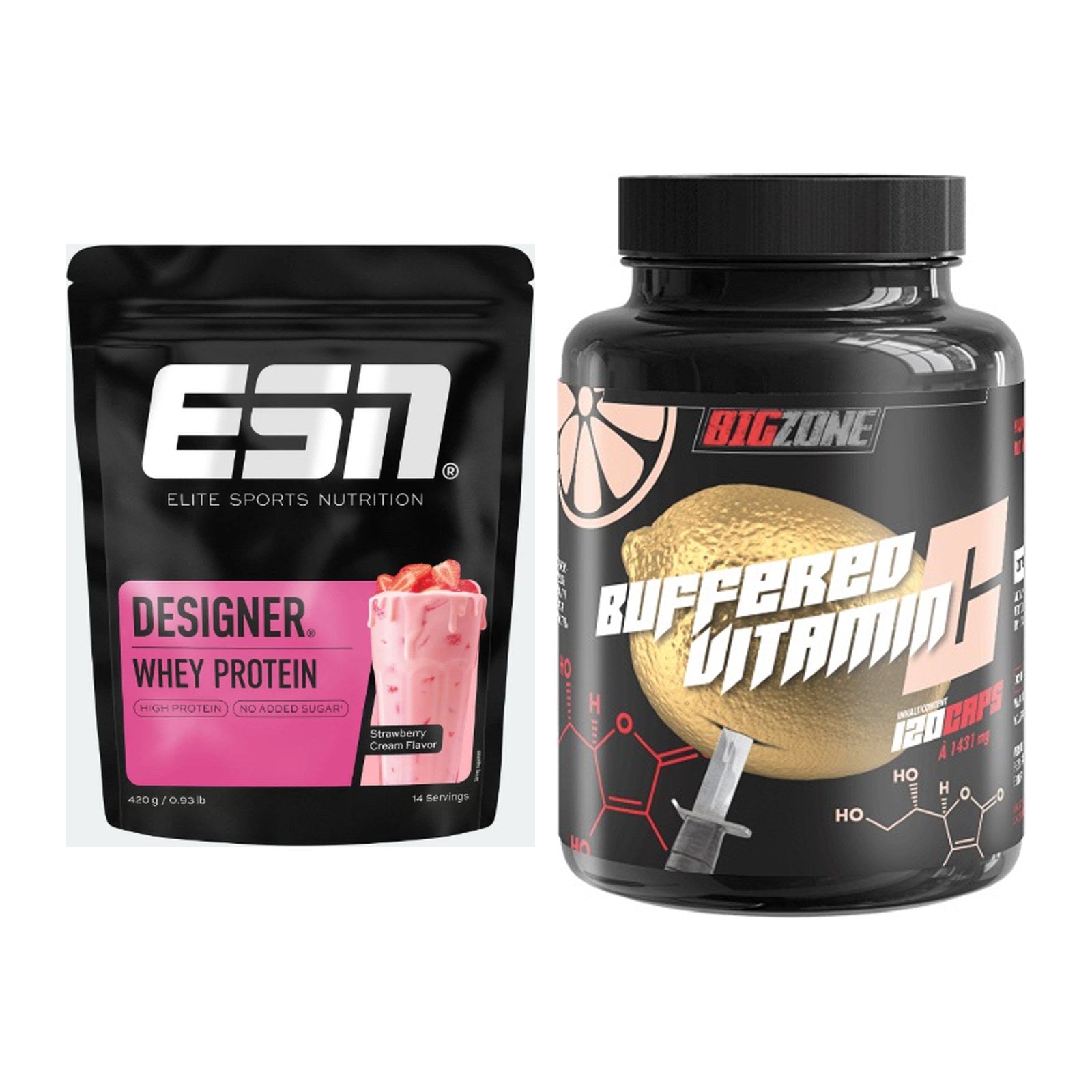 Basis-Set: ESN Designer Whey + Big Zone Buffered Vitamin C – alle enthaltenen Artikel