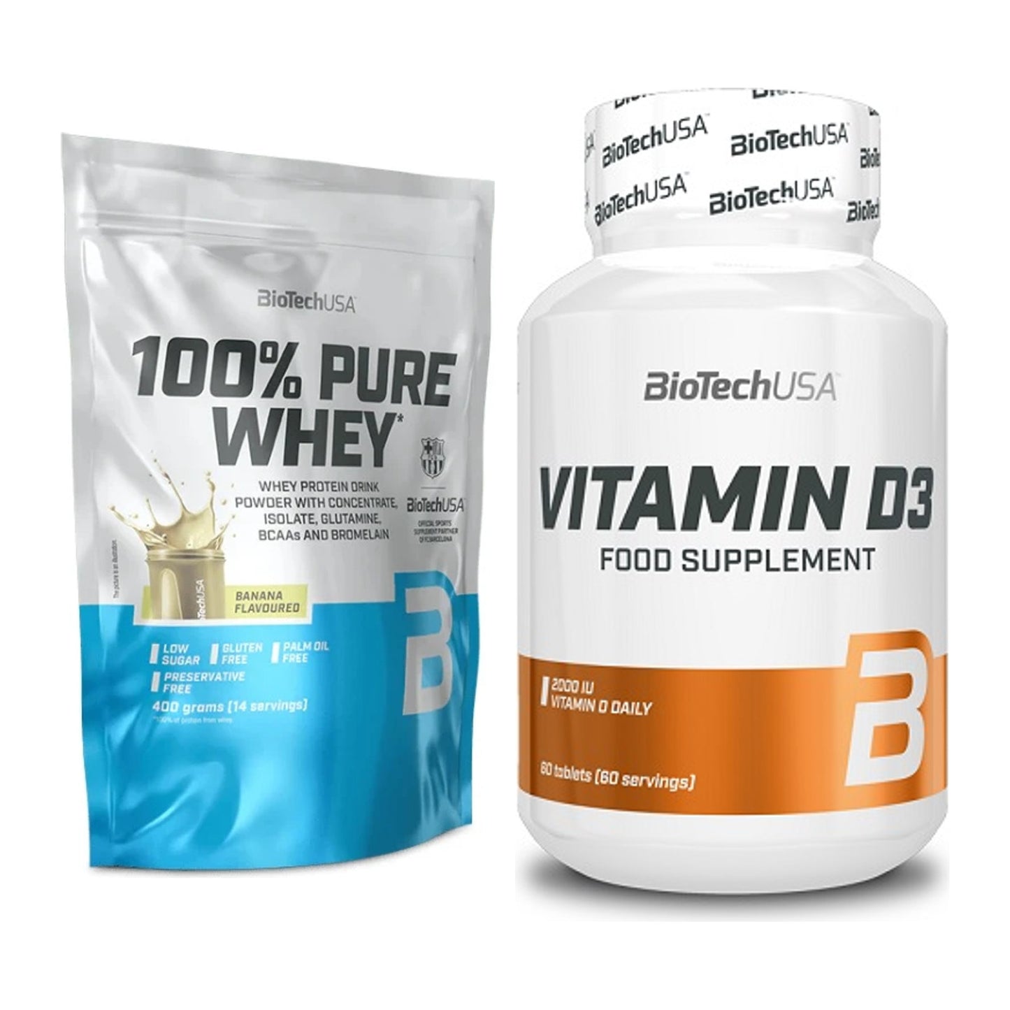 Basis-Set: BioTech 100% Pure Whey + BioTech Vitamin D3 – alle enthaltenen Artikel