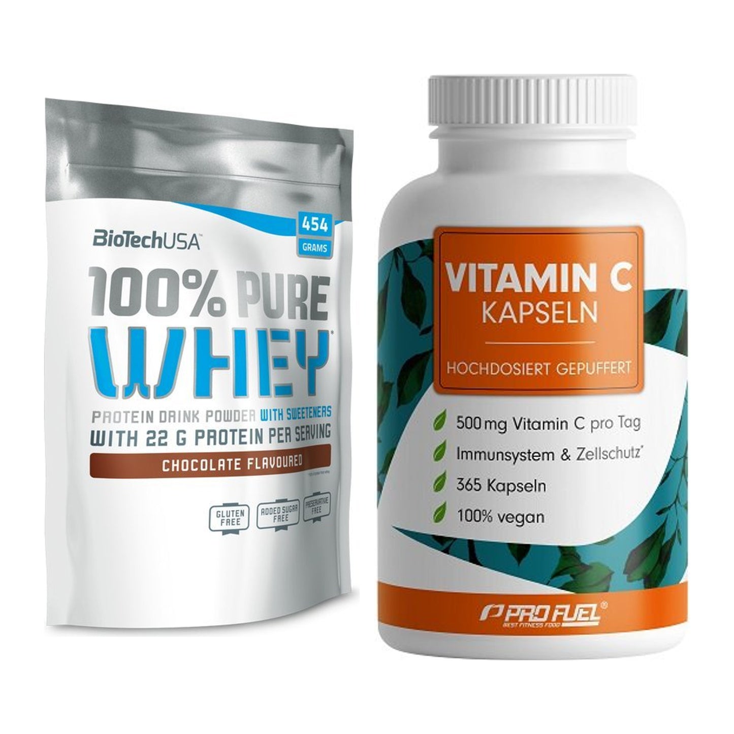 Basis-Set: BioTech 100% Pure Whey + ProFuel Vitamin C gepuffert – alle enthaltenen Artikel