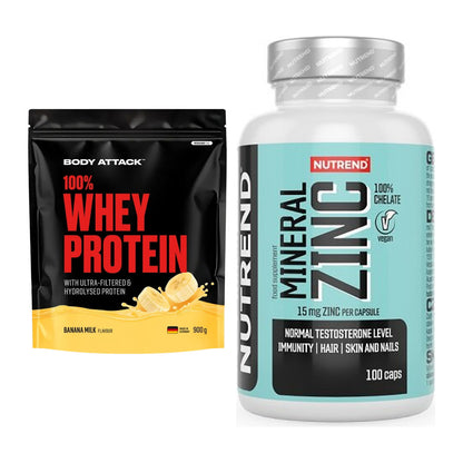 Basis-Set: Body Attack 100% Whey Protein + Nutrend Zinc Chelate 15mg – alle enthaltenen Artikel
