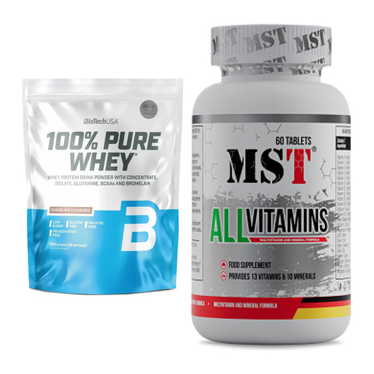 Basis-Set: BioTech 100% Pure Whey + MST All Vitamins 60 Pillen – alle enthaltenen Artikel