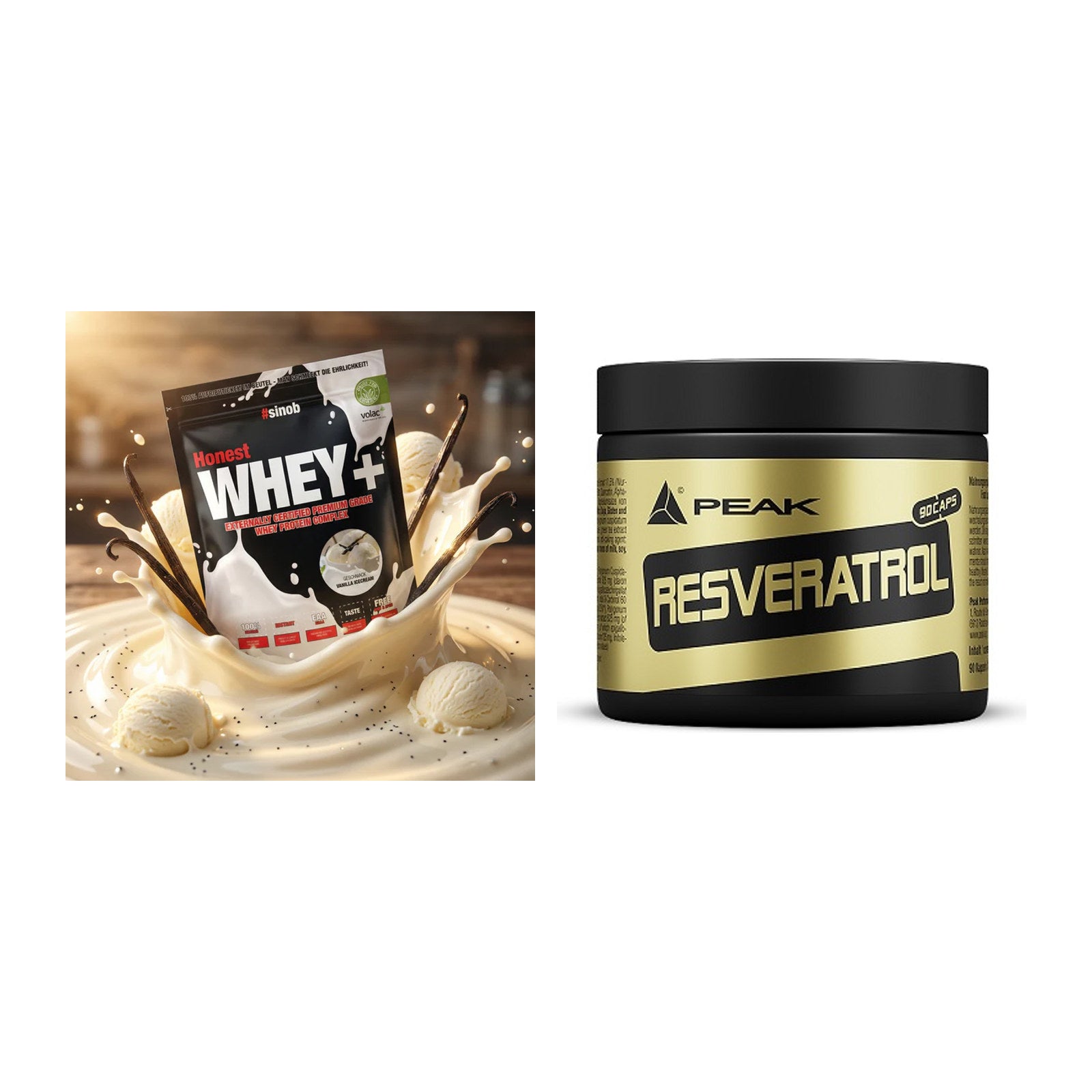 Basis-Set: Sinob Honest Whey+ + Peak Resveratrol – alle enthaltenen Artikel