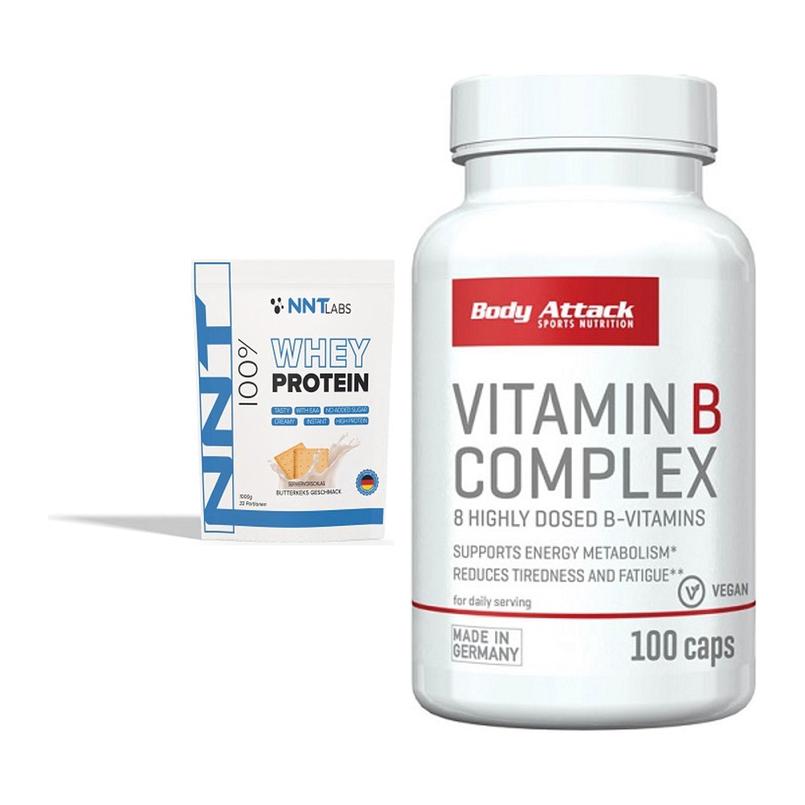 Basis-Set: NNT Whey + Body Attack Vitamin B-Complex – alle enthaltenen Artikel