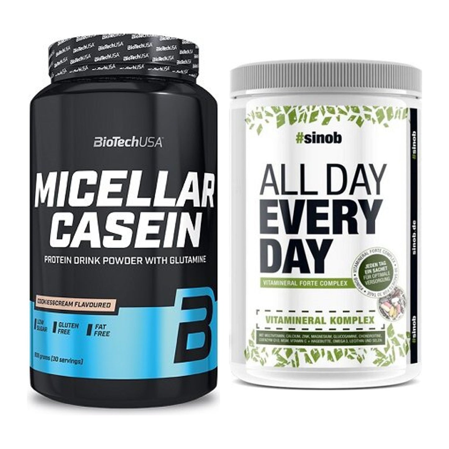 Basis-Set: BioTech Micellar Casein + Sinob All Day Every Day 30 Serv. – alle enthaltenen Artikel
