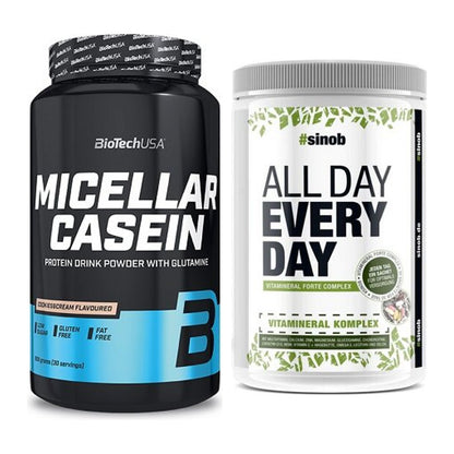 Basis-Set: BioTech Micellar Casein + Sinob All Day Every Day 30 Serv. – alle enthaltenen Artikel