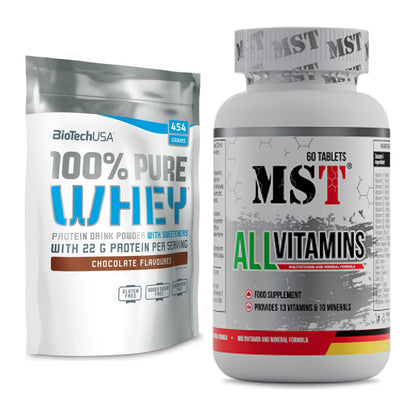 Basis-Set: BioTech 100% Pure Whey + MST All Vitamins 60 Pillen – alle enthaltenen Artikel