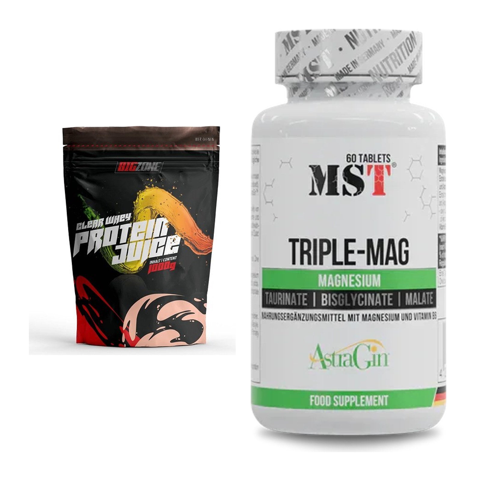 Basis-Set: Big Zone Clear Whey Protein Juice + MST Tripple Mag – alle enthaltenen Artikel