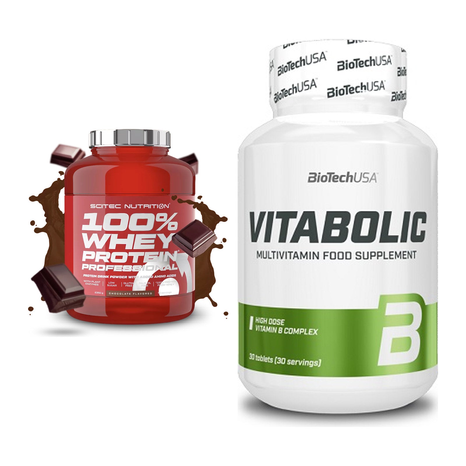 Basis-Set: Scitec 100% Whey Professional + BioTech Vitabolic 30 Tabl. – alle enthaltenen Artikel