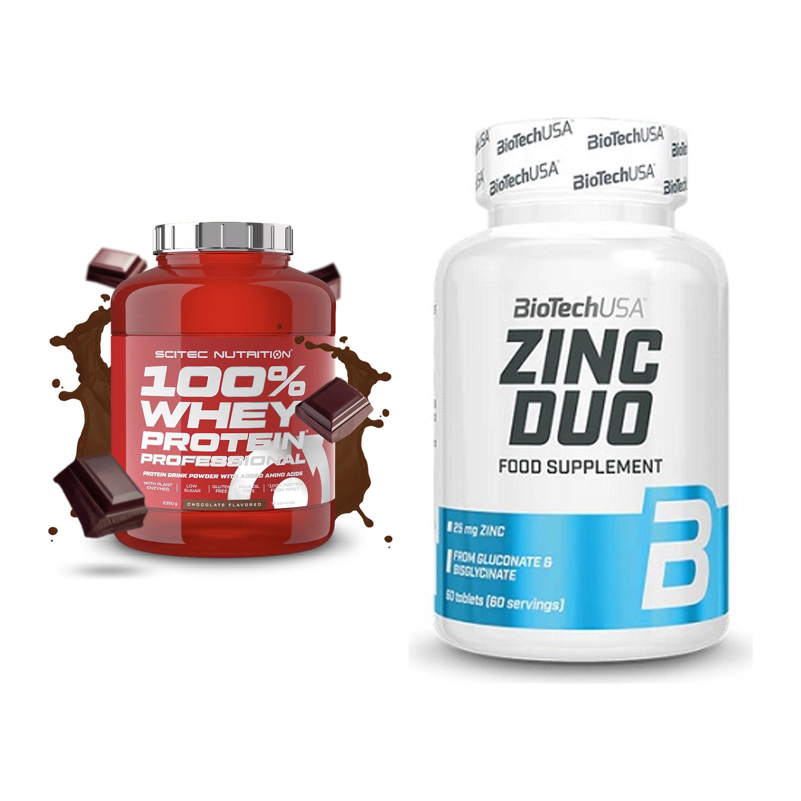 Basis-Set: Scitec 100% Whey Professional + BioTech Zinc Duo – alle enthaltenen Artikel