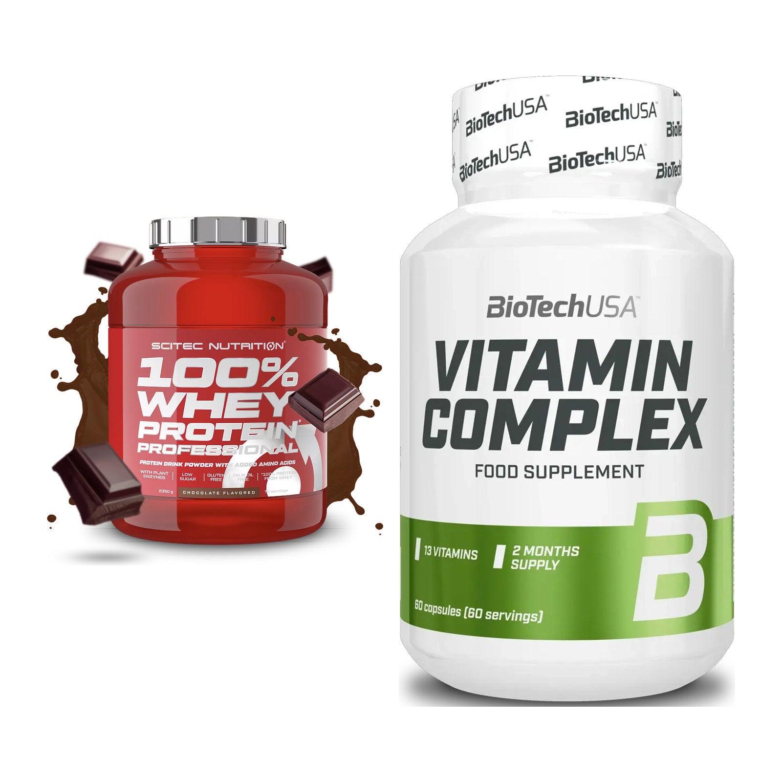 Basis-Set: Scitec 100% Whey Professional + BioTech Vitamin Complex – alle enthaltenen Artikel