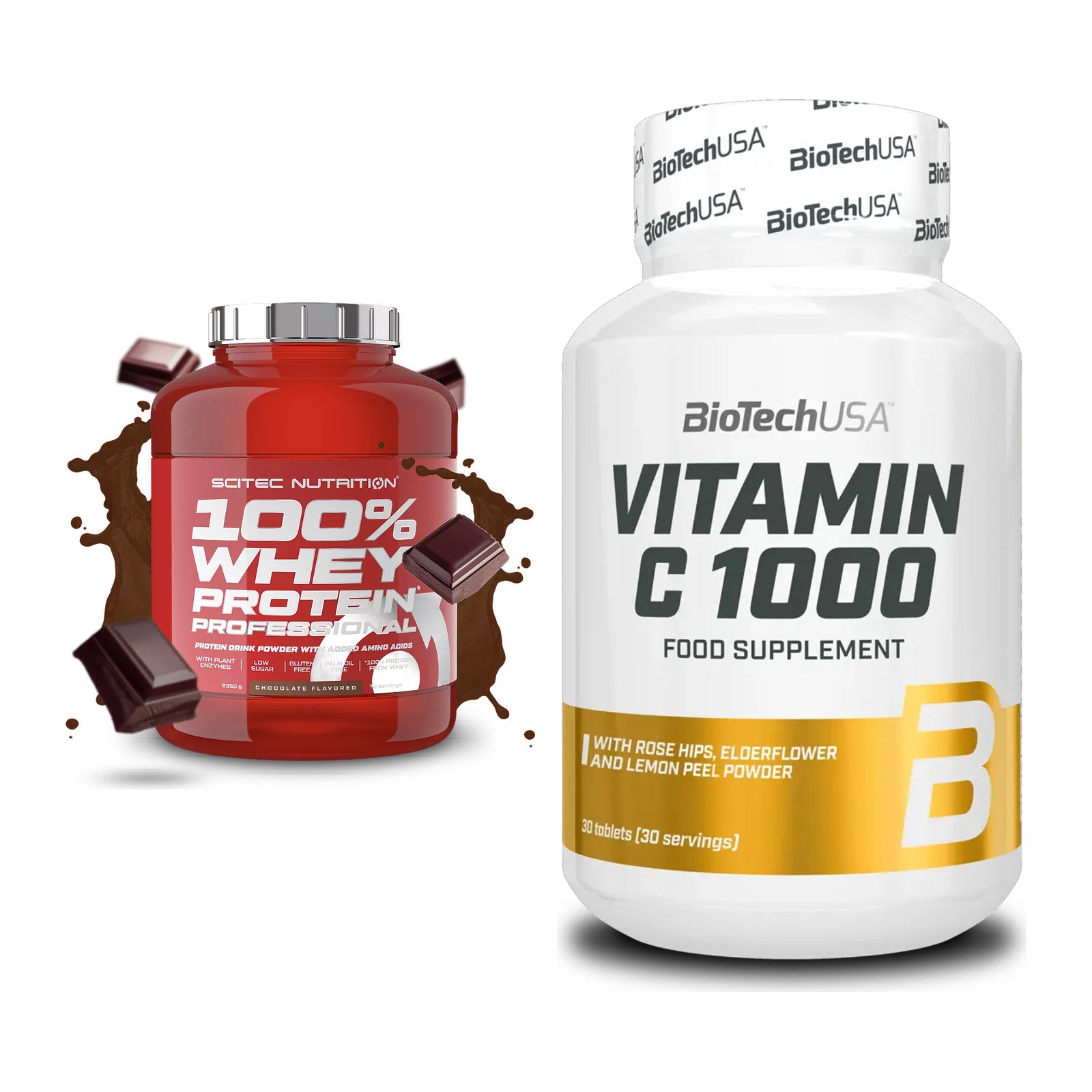 Basis-Set: Scitec 100% Whey + BioTech Vitamin C 1000 30 – alle enthaltenen Artikel