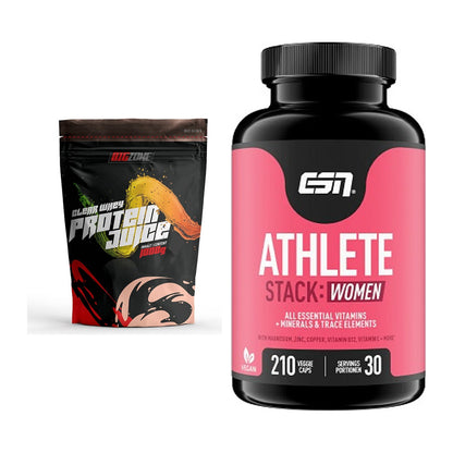 Basis-Set: Big Zone Clear Whey Protein Juice + ESN Athlete Stack:WOMEN – alle enthaltenen Artikel
