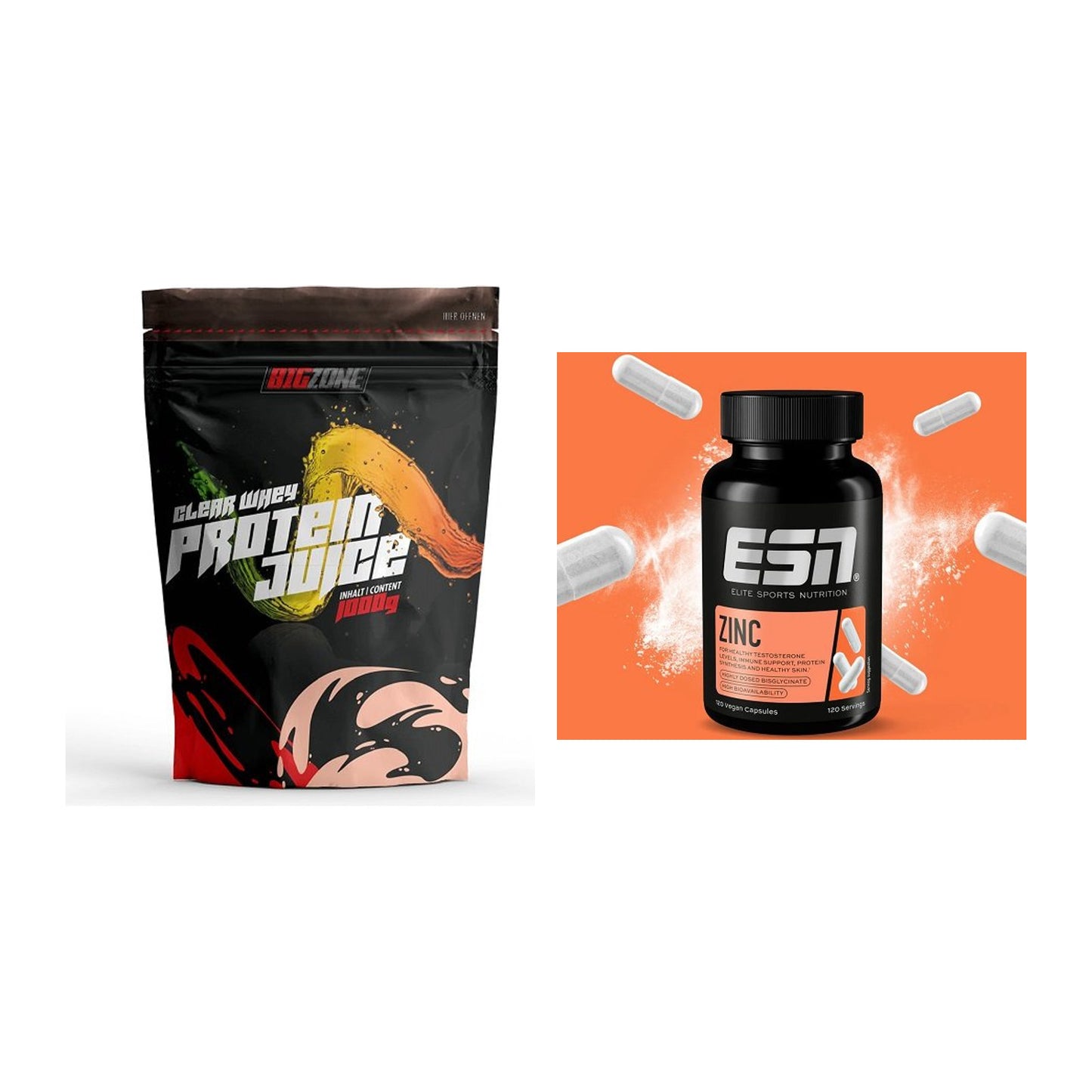 Basis-Set: Big Zone Clear Whey Protein Juice + ESN Zinc – alle enthaltenen Artikel