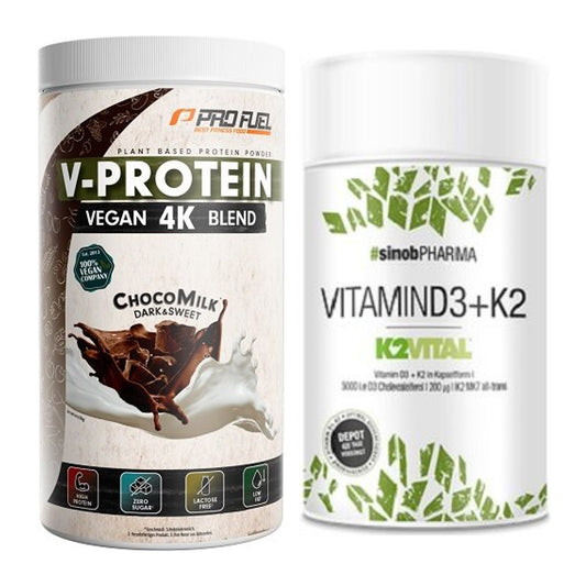 Basis-Set: ProFuel V-PROTEIN vegan 4K blend + Sinob Vitamin D3 + K2 – alle enthaltenen Artikel