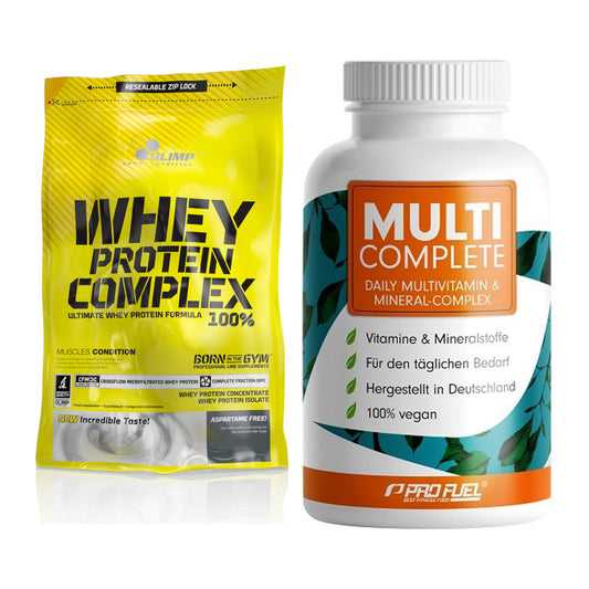 Basis-Set: Olimp Whey Protein Complex 100% + ProFuel MULTI COMPLETE – alle enthaltenen Artikel