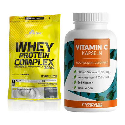 Basis-Set: Olimp Whey Protein Complex + ProFuel Vitamin C gepuffert – alle enthaltenen Artikel