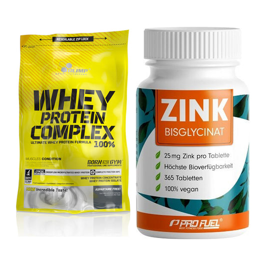 Basis-Set: Olimp Whey Protein Complex 100% + ProFuel Zink Bisclycinat – alle enthaltenen Artikel