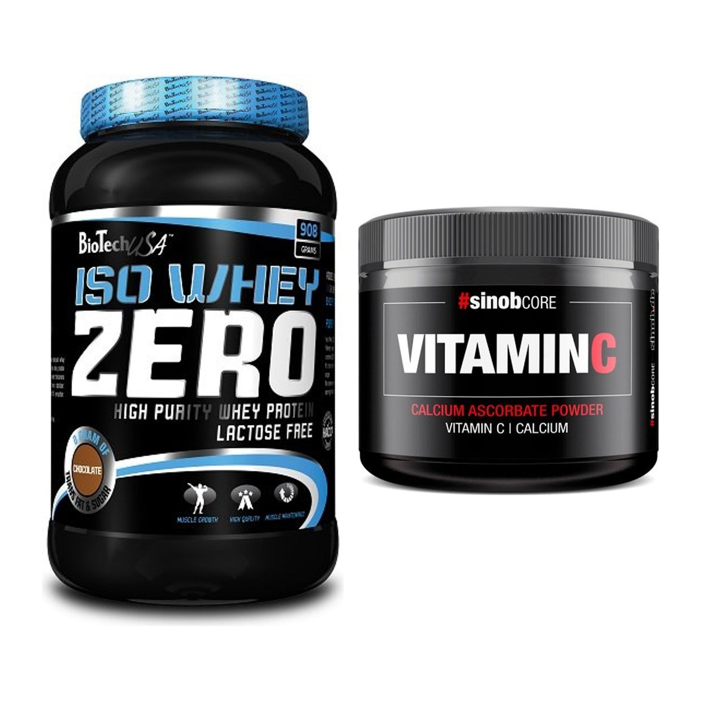 Basis-Set: BioTech Iso Whey Zero + Sinob Vitamin C Calcium Ascorbate – alle enthaltenen Artikel