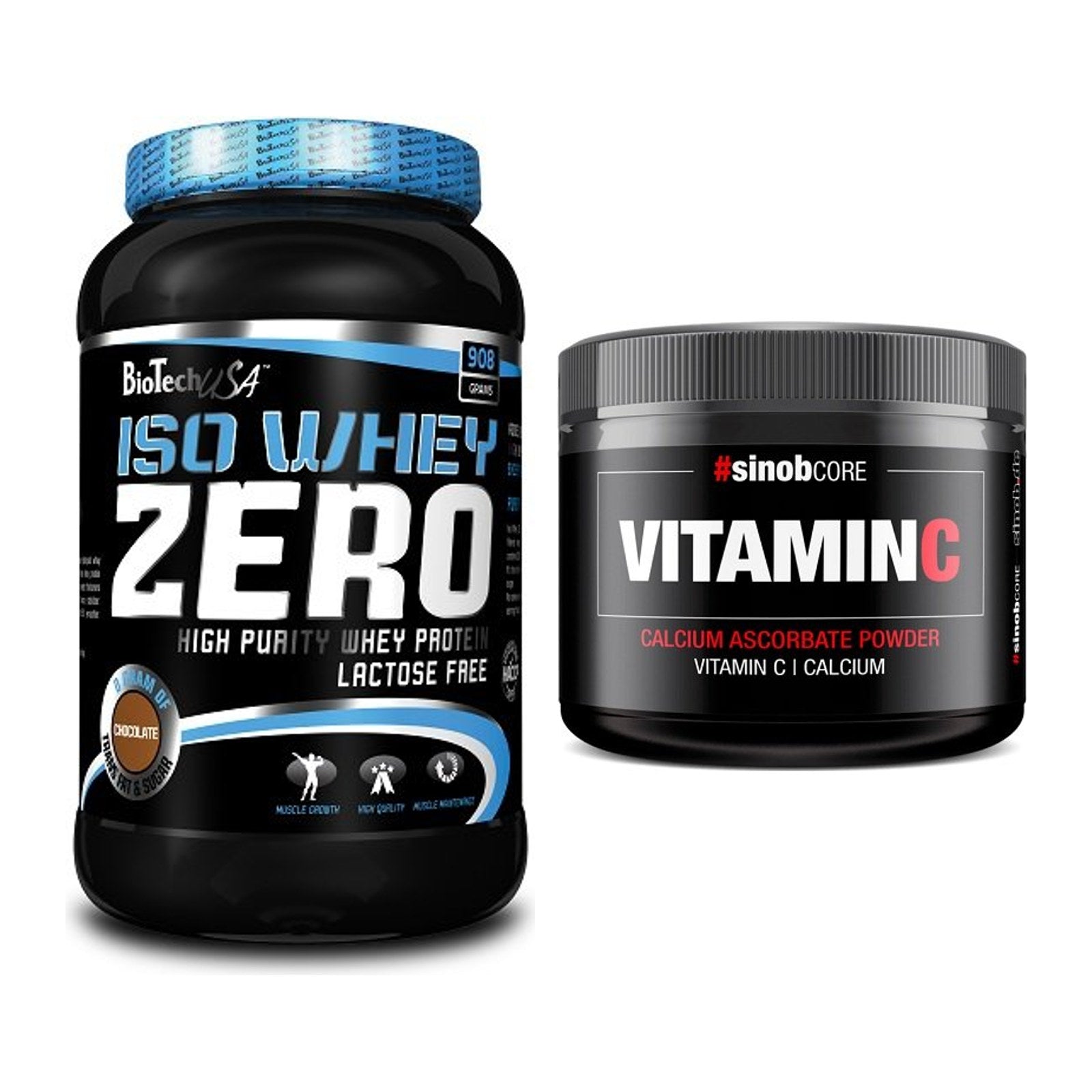 Basis-Set: BioTech Iso Whey Zero + Sinob Vitamin C Calcium Ascorbate – alle enthaltenen Artikel