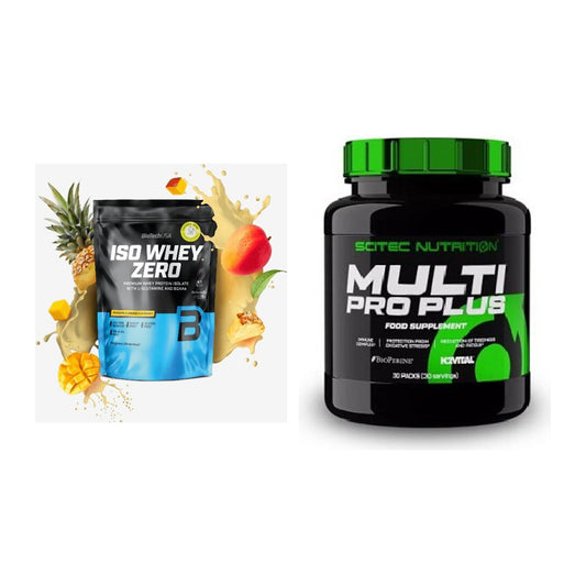 Basis-Set: BioTech Iso Whey Zero + Scitec Multi Pro Plus 30 Packs – alle enthaltenen Artikel