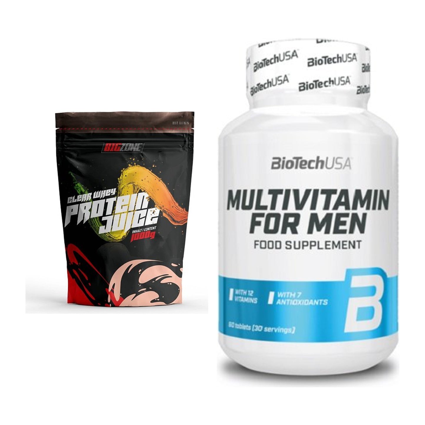 Basis-Set: Big Zone Clear Whey Protein + BioTech Multivitamin for Men – alle enthaltenen Artikel