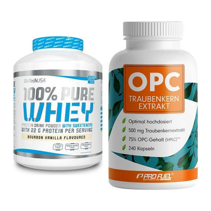 Basis-Set: BioTech 100% Pure Whey + ProFuel OPC Traubenkernextrakt – alle enthaltenen Artikel