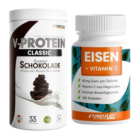 Basis-Set: ProFuel VEGAN PROTEIN + ProFuel EISEN + nat. Vitamin C – alle enthaltenen Artikel