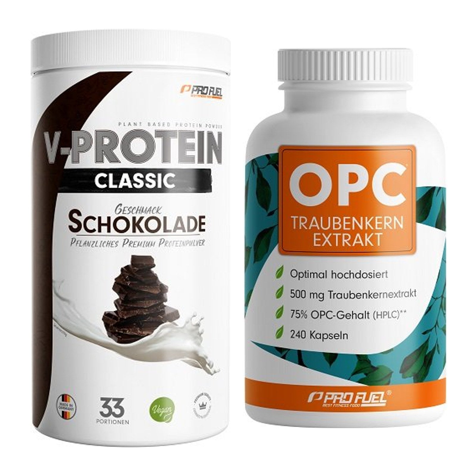 Basis-Set: ProFuel VEGAN PROTEIN + ProFuel OPC Traubenkernextrakt – alle enthaltenen Artikel