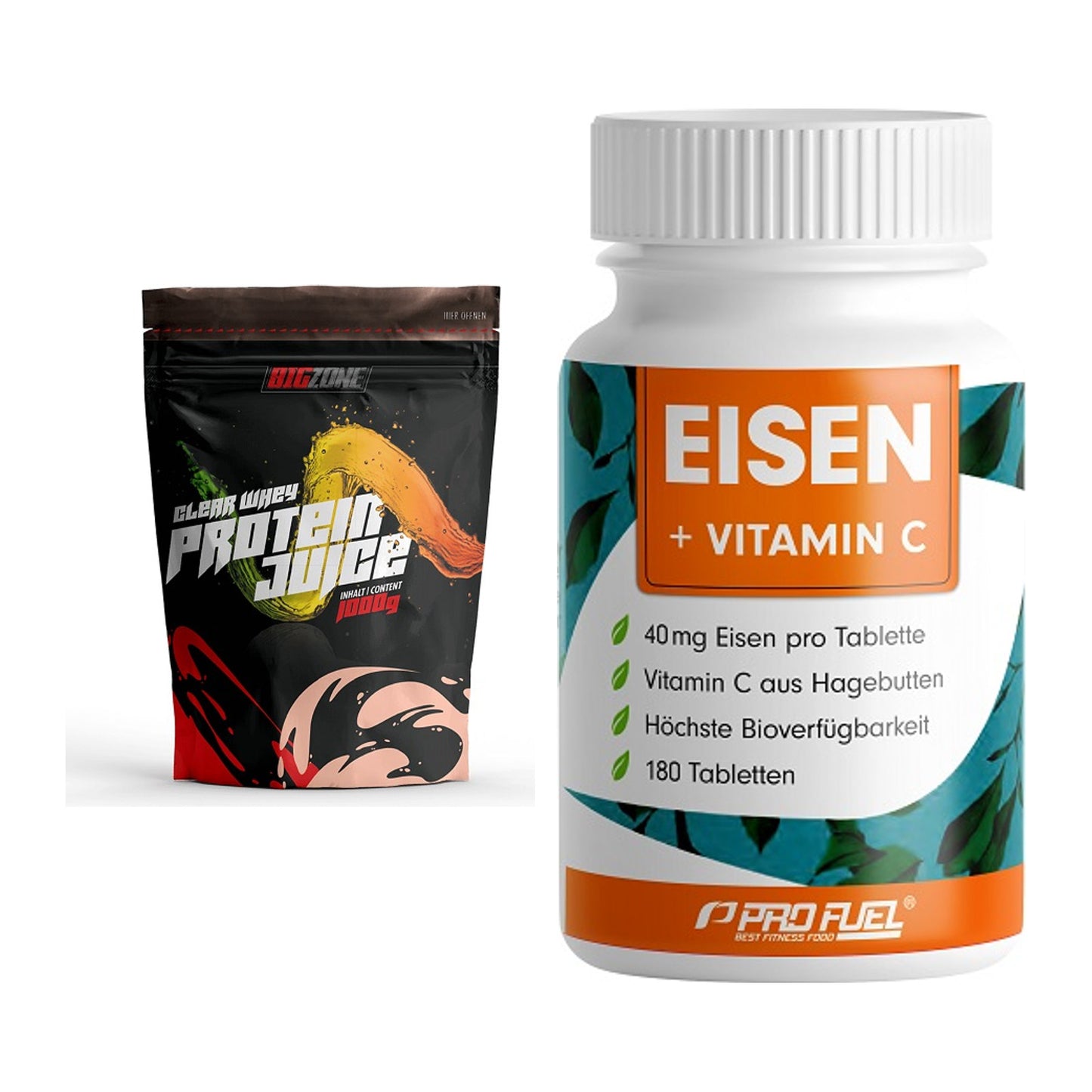 Basis-Set: Big Zone Clear Whey Protein + ProFuel EISEN + nat. Vitamin – alle enthaltenen Artikel