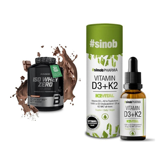 Basis-Set: BioTech Iso Whey Zero Black + Sinob Vitamin D3 + K2 Tropfen – alle enthaltenen Artikel