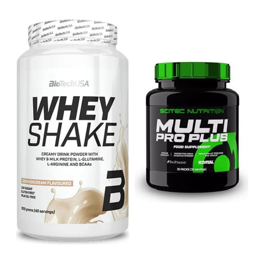 Basis-Set: BioTech Whey Shake + Scitec Multi Pro Plus 30 Packs – alle enthaltenen Artikel