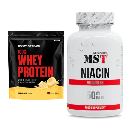 Basis-Set: Body Attack 100% Whey Protein + MST Niacin – alle enthaltenen Artikel