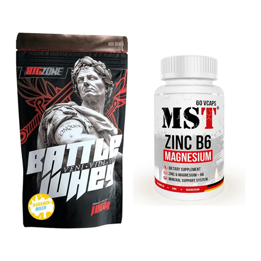Basis-Set: Big Zone Battle Whey + MST Zinc + Magnesium + B6 60 – alle enthaltenen Artikel